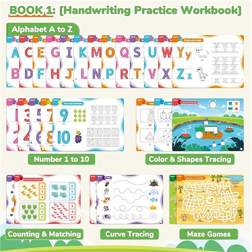 JoyCat Handwriting Practice Book Includes 4 Dry Erase Pens, Duster Cloth + Storage Bag_1 - Theodist