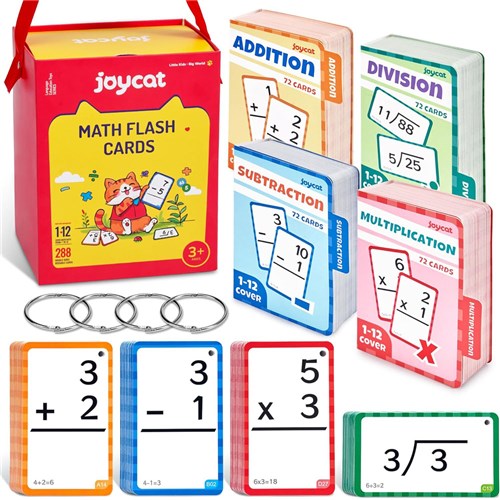 JoyCat Math Flash Cards, 288 Double Sides Reusable Cards 3+ - Theodist