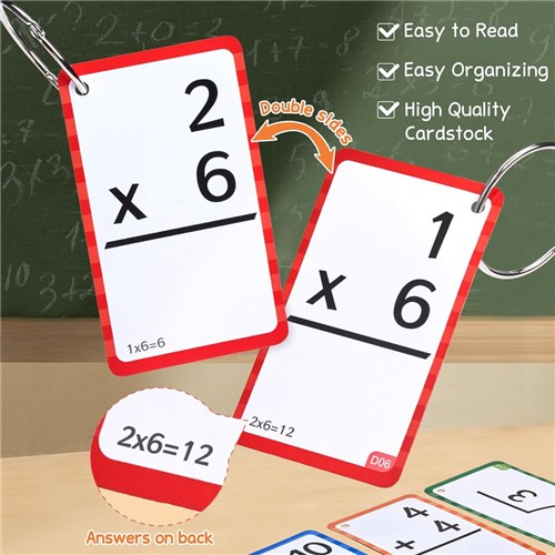 JoyCat Math Flash Cards, 288 Double Sides Reusable Cards 3+_2 - Theodist