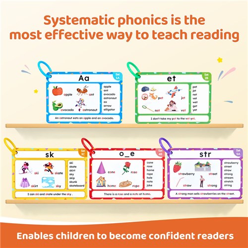JoyCat Flash Cards Phonics 75 Cards Set & 5 Rings 3+_1 - Theodist