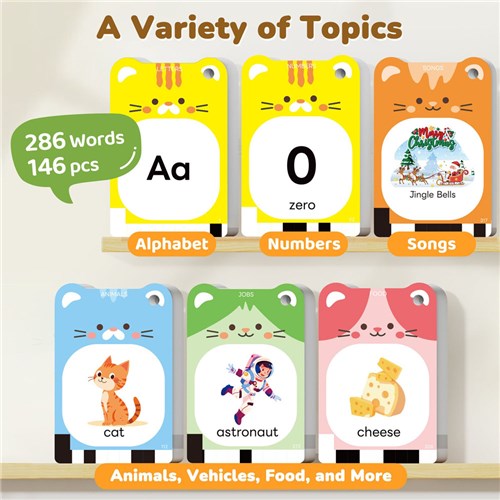 JoyCat Talking Flash Cards, 1 Card Reader, 160 Flash Cards 3 Rings, Charger & Storage Bag_4 - Theodist