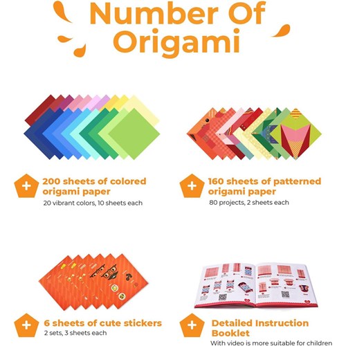 JoyCat Origami Paper Colorful Kit 360 Sheets 80 Projects_1 - Theodist