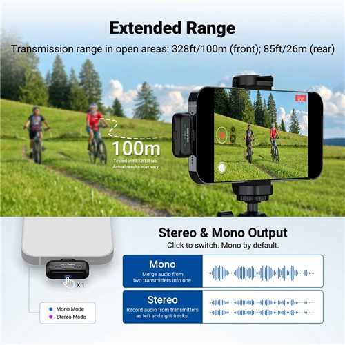 Neewer KM19 Mini Wireless Lavalier Microphone with Charging Case_3 - Theodist