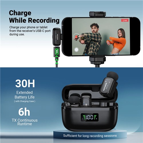 Neewer KM19 Mini Wireless Lavalier Microphone with Charging Case_5 - Theodist