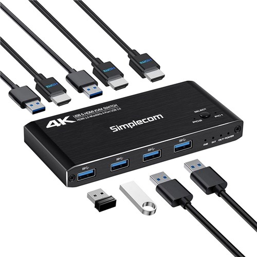 Simplecom KM420 2-Port KVM Switch HDMI 4-Port USB 3.0 Hub Adaptor - Theodist
