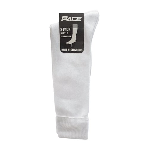 Pace Knee High Socks Sizes 13-3, 2-8, 6-10, White, 2 Pack_1 - Theodist