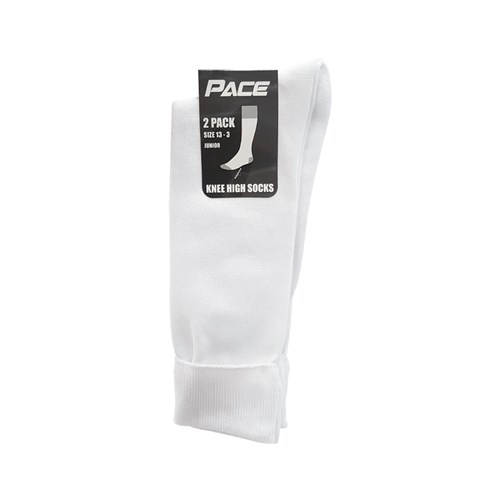 Pace Knee High Socks Sizes 13-3, 2-8, 6-10, White, 2 Pack - Theodist