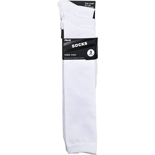 Pace KNEE3P Knee High Socks 3 Pairs, White, Small 13-3 UK, Medium 4-7 UK, Large 8-11 UK_3 - Theodist