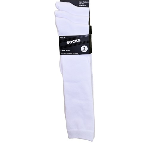 Pace KNEE3P Knee High Socks 3 Pairs, White, Small 13-3 UK, Medium 4-7 UK, Large 8-11 UK_2 - Theodist