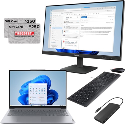 Lenovo ThinkBook 16 G9 Core 7 Business Laptop Bundle with 23.8" Monitor, USB-C Dock, Keyboard, Mouse and K500 Gift Cards - Theodist