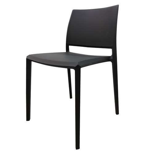 Leshi Plastic Chair Dining Square Back Stackable Premium_Black - Theodist