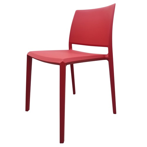 Leshi Plastic Chair Dining Square Back Stackable Premium_Red - Theodist