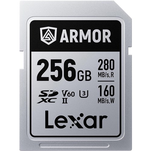 Lexar SDXC UHS-II 256GB Armor Silver Pro Memory Card V60II 280MBsR 160MBsW, 843367138524 - Theodist