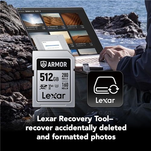 Lexar SDXC UHS-II 512GB Armor Silver Pro Memory Card 280MBs(R) 160MBs(W) V60, 843367138531_6 - Theodist