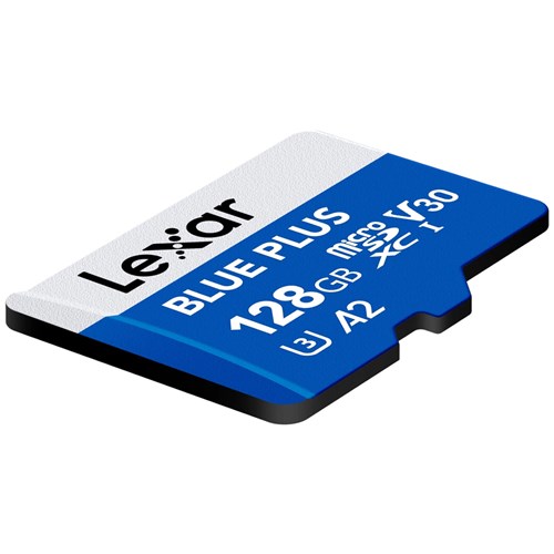 Lexar Blue Plus 128GB Micro SDXC UHS-I Memory Card 100MBs (R) 843367139873_1 - Theodist