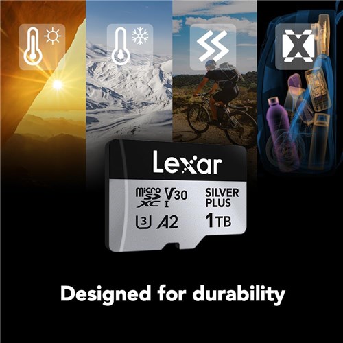 Lexar Micro SDXC UHS-I 1TB Silver Plus Memory Card 205MBs(R) 150MBsW+SD Adapter, 843367135363_4 - Theodist