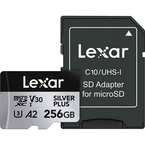 Lexar Micro SDXC UHS-I 256G Silver Plus Memory Card C10 U3 V30 205MBsR 150MBs + SD Adapter - Theodist