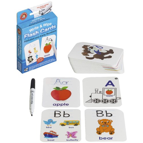 Learning Can Be Fun Write & Wipe Flash Cards Alphabet and Early Numbers 3+_1 - Theodist