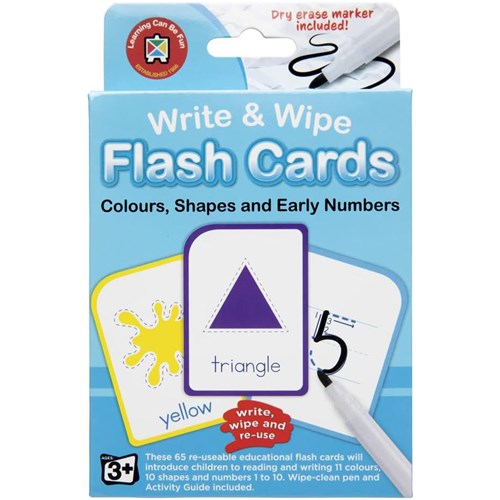 Learning Can Be Fun LFCCSNM Flash Cards Colours, Shapes & Early Numbers with Marker Age 3+ - Theodist
