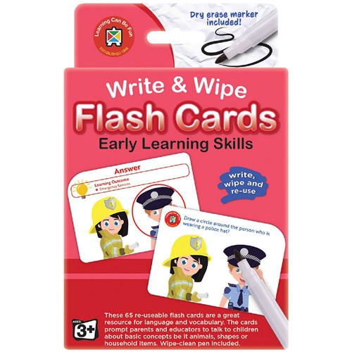 Learning Can Be Fun LFCELSM Flash Cards Early Learning Skills with Marker Age 3+ - Theodist