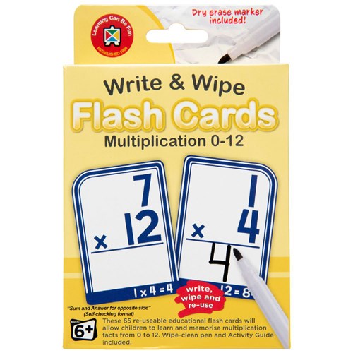 Learning Can Be Fun Write & Wipe Flash Cards Multiplication 0-12 6+ - Theodist