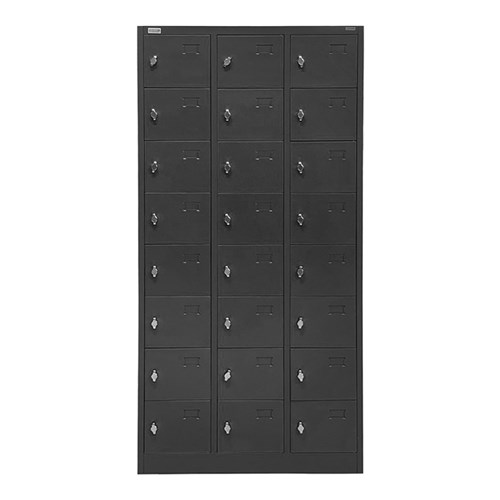 LK24R8 Steel Locker 24 Doors 3 Columns 8 Rows 900x400x1850mm, Black - Theodist
