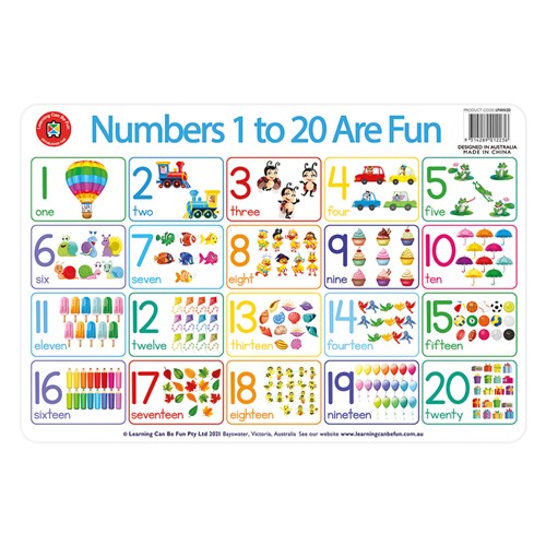 Learning Can Be Fun Numbers 1 to 20 Are Fun Placemat - Theodist