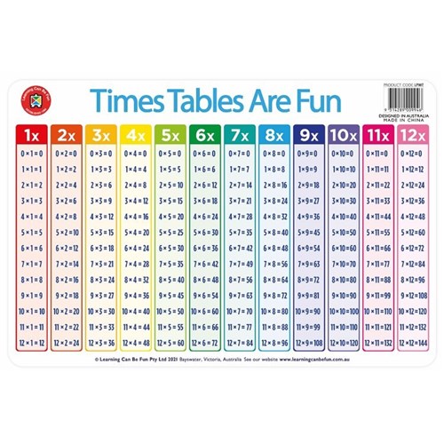 Learning Can Be Fun Times Tables Are Fun Placemat - Theodist