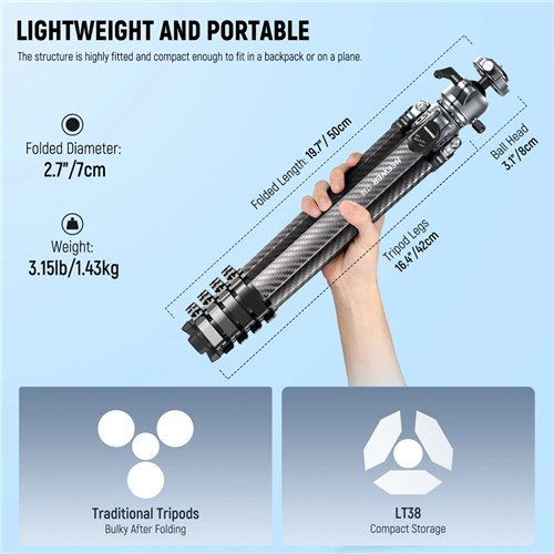 Neewer LT38 Carbon Fiber Tripod with 360° Panorama Ball Head_2 - Theodist