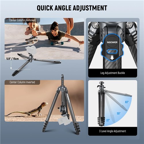 Neewer LT38 Carbon Fiber Tripod with 360° Panorama Ball Head_4 - Theodist