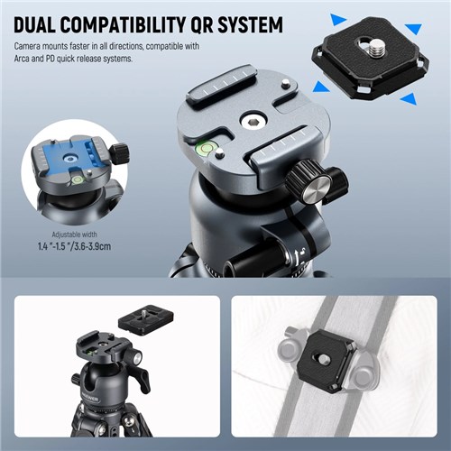 Neewer LT38 Carbon Fiber Tripod with 360° Panorama Ball Head_5 - Theodist