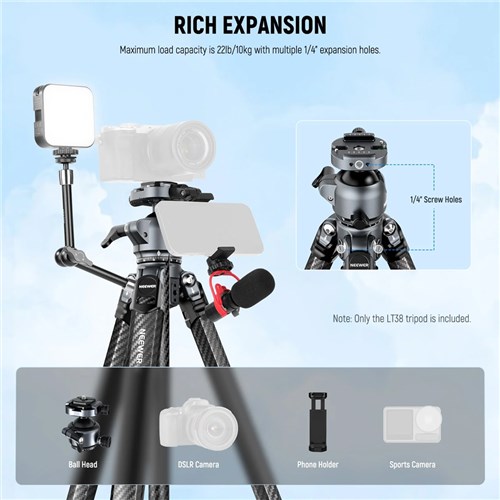 Neewer LT38 Carbon Fiber Tripod with 360° Panorama Ball Head_7 - Theodist