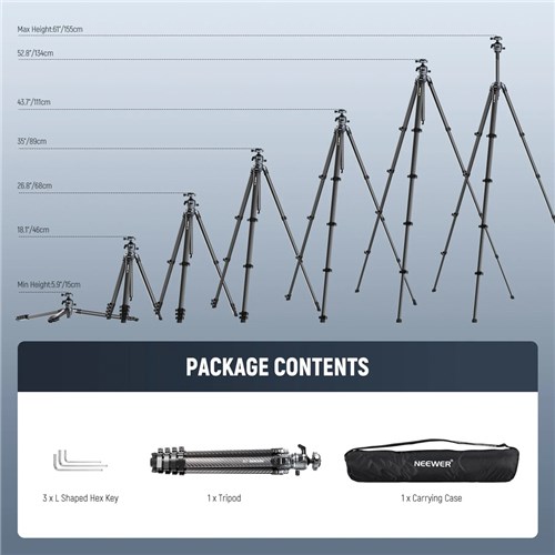 Neewer LT38 Carbon Fiber Tripod with 360° Panorama Ball Head_9 - Theodist