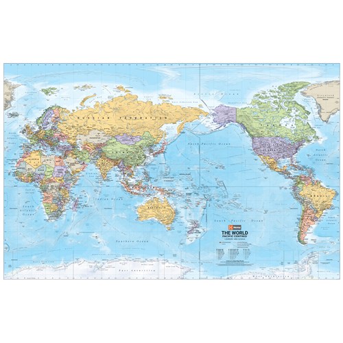 Hema World Political Pacific-Centred Map-1000X650mm-Theodist