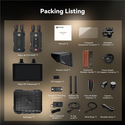 Hollyland Mars M1 Enhanced Wireless Video Transmitter/Receiver/Monitor + Mars 4K Wireless Transceiver (TX & RX) Kit 6976068112617_5 - Theodist