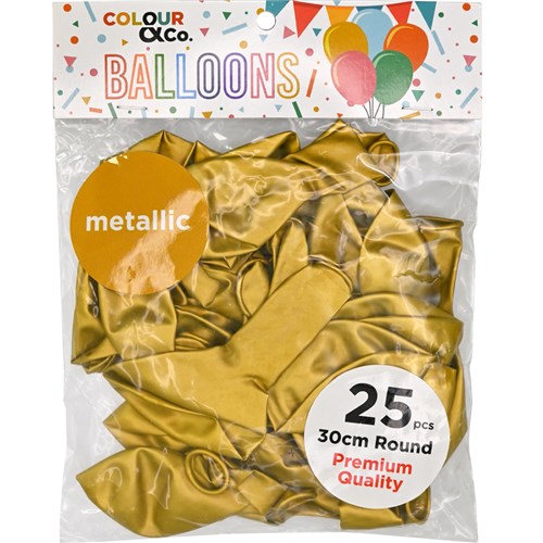 Colour & Co. MB2530 Metallic Balloons, 25 Pcs, 30cm Round, Premium Quality_2 - Theodist