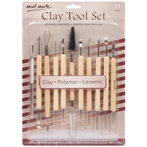  Mont Marte MMSP0002 Clay Tool Set 11pcs Wooden Handles - Theodist