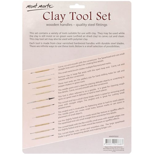  Mont Marte MMSP0002 Clay Tool Set 11pcs Wooden Handles_6 - Theodist