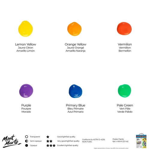 Mont Marte MPST6001 Poster Paints 6x60mL_5 - Theodist