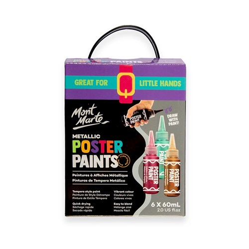 Mont Marte MPST6003 Metallic Poster Paints 6x60mL_1 - Theodist