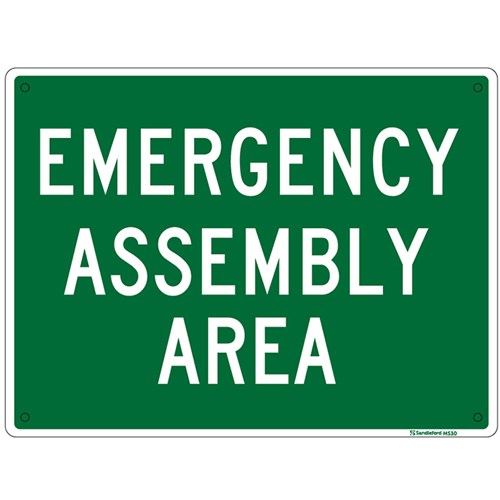 Sandleford MS30 "Emergency Assembly Area" Plastic Safety Sign 300x225mm - Theodist