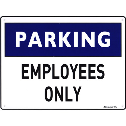 Sandleford MS45 "PARKING EMPLOYEES ONLY" Plastic Sign 300x225mm - Theodist