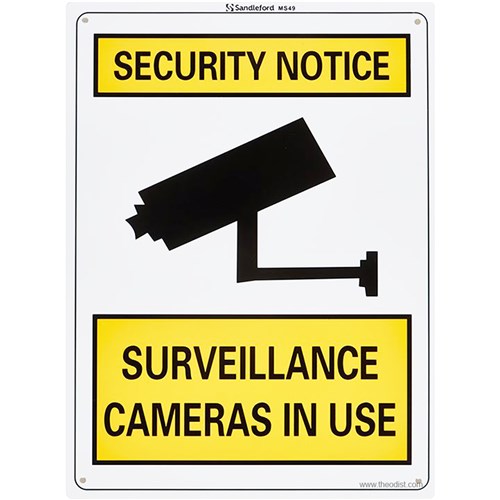 Sandleford MS49 "SECURITY NOTICE SURVEILLANCE CAMERAS IN USE" Plastic Sign 300X225mm - Theodist