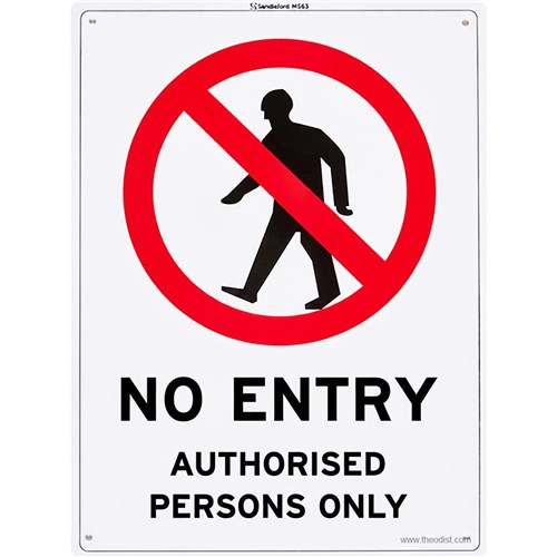 Sandleford MS63 "NO ENTRY" Plastic Sign 300x225mm - Theodist