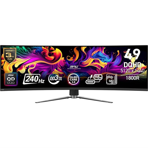 MSI MPG 491CQPX QD-OLED 49" Gaming Curved Monitor DQHD, 240Hz, QD-OLED - Theodist