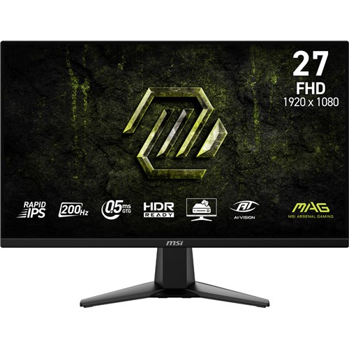 MSI MAG 275F E20 27" FHD Gaming Monitor, 1920x1080 IPS 200Hz 0.5ms HDMI, DP, Tilt - Theodist