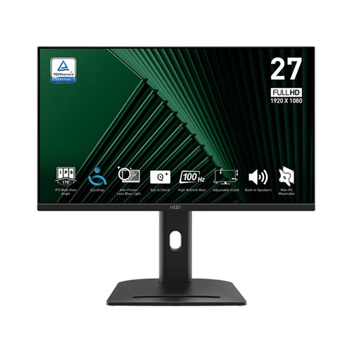 MSI Pro MP275PG 27" Monitor IPS, FHD, 100HZ, 1MS, DP, HDMI, VGA, Black, 6373587 - Theodist