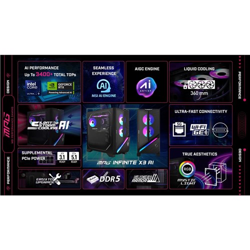 MSI MPG Infinite X3 AI 2NVR7-043AU Gaming Desktop U7-265K, 64G, 2TB, RTX5070Ti, Win11 Home + Keyboard & Mouse_14 - Theodist