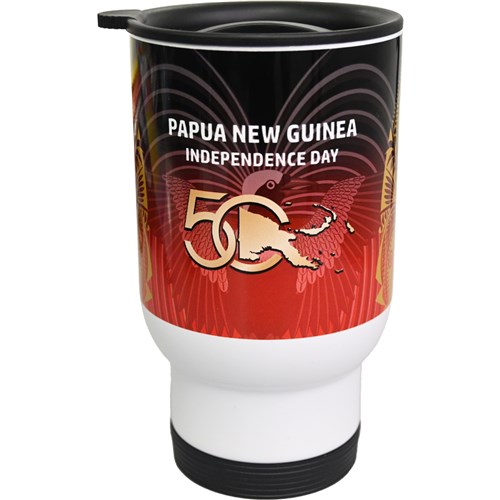  Coffee Cup Aluminium with Lid 50th PNG Independence Day 380mL_2 - Theodist