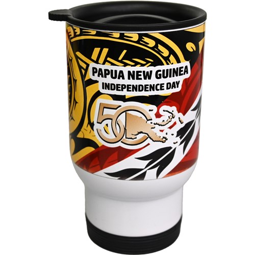  Coffee Cup Aluminium with Lid 50th PNG Independence Day 380mL_3 - Theodist